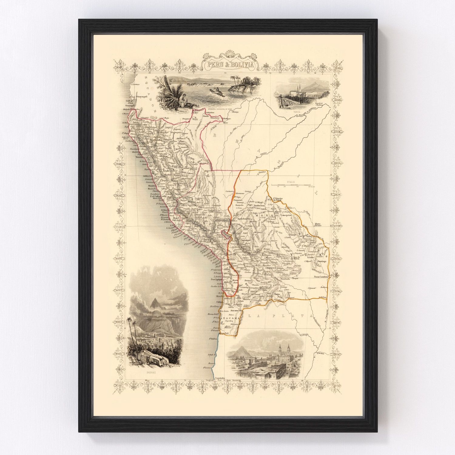 Vintage Map of Peru & Bolivia 1851