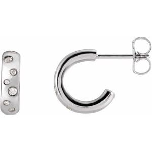 14K White Gold 1/10 CTW Natural Diamond Hoop Earrings