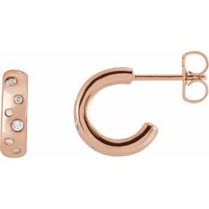 14K Rose Gold 1/10 CTW Natural Diamond Hoop Earrings