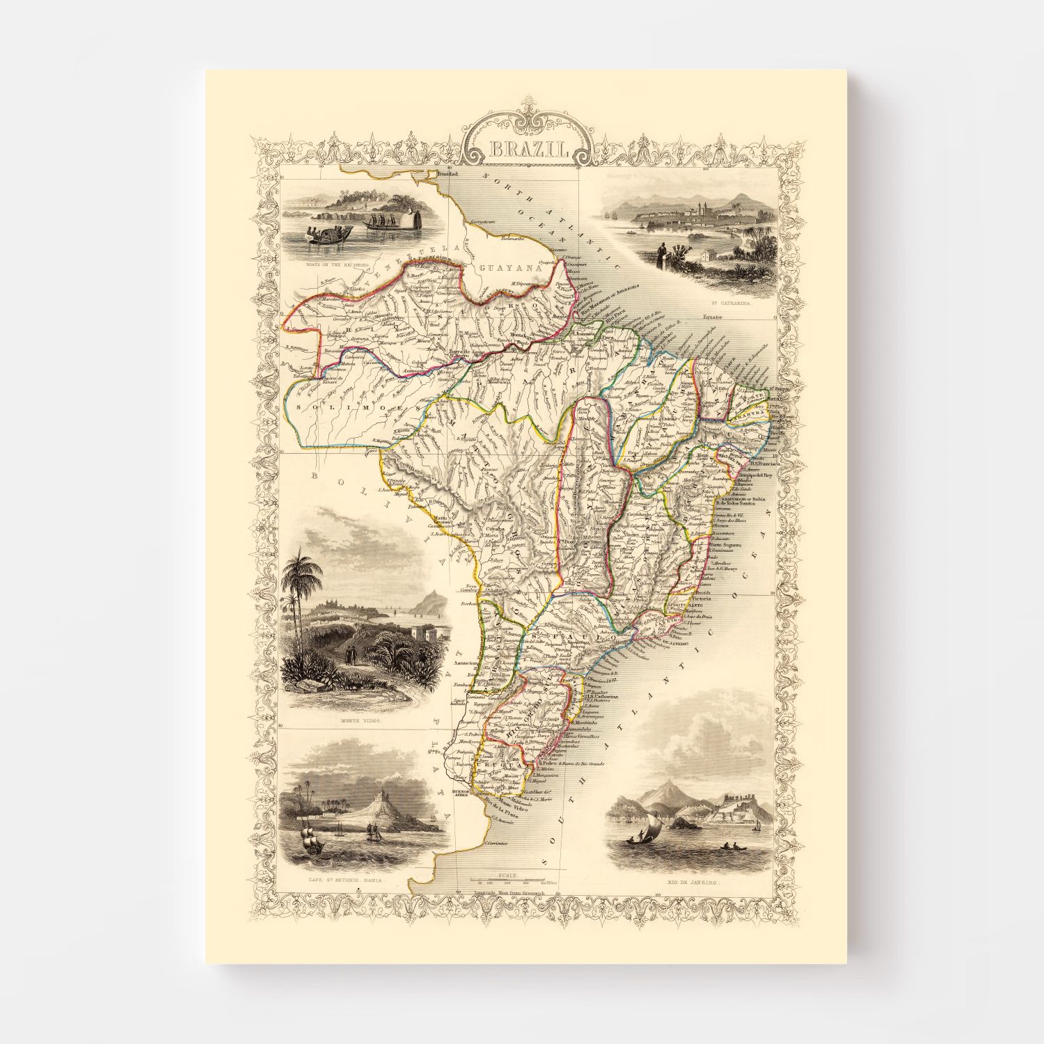 Vintage Map of Brazil 1851