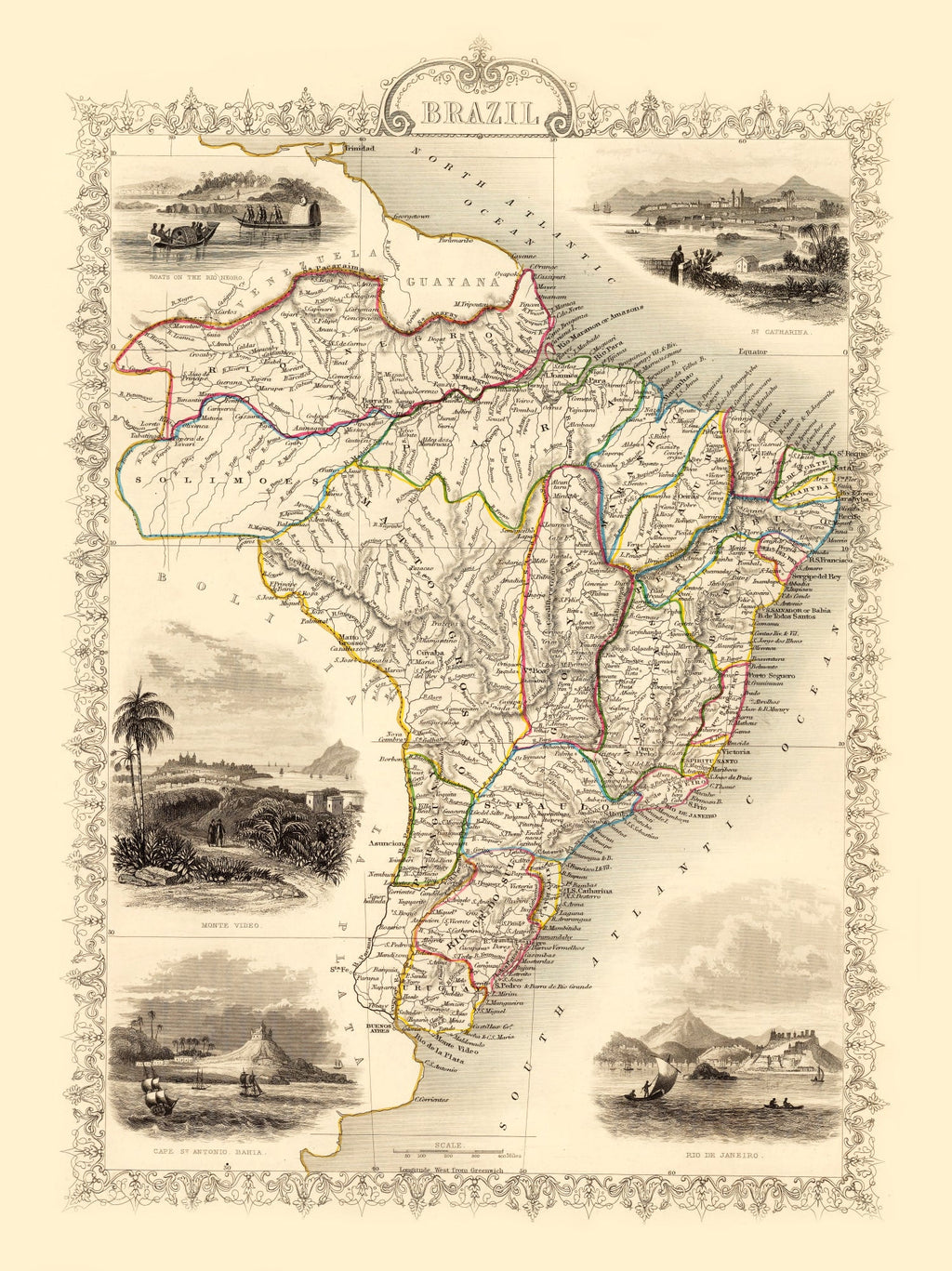 Vintage Map of Brazil 1851