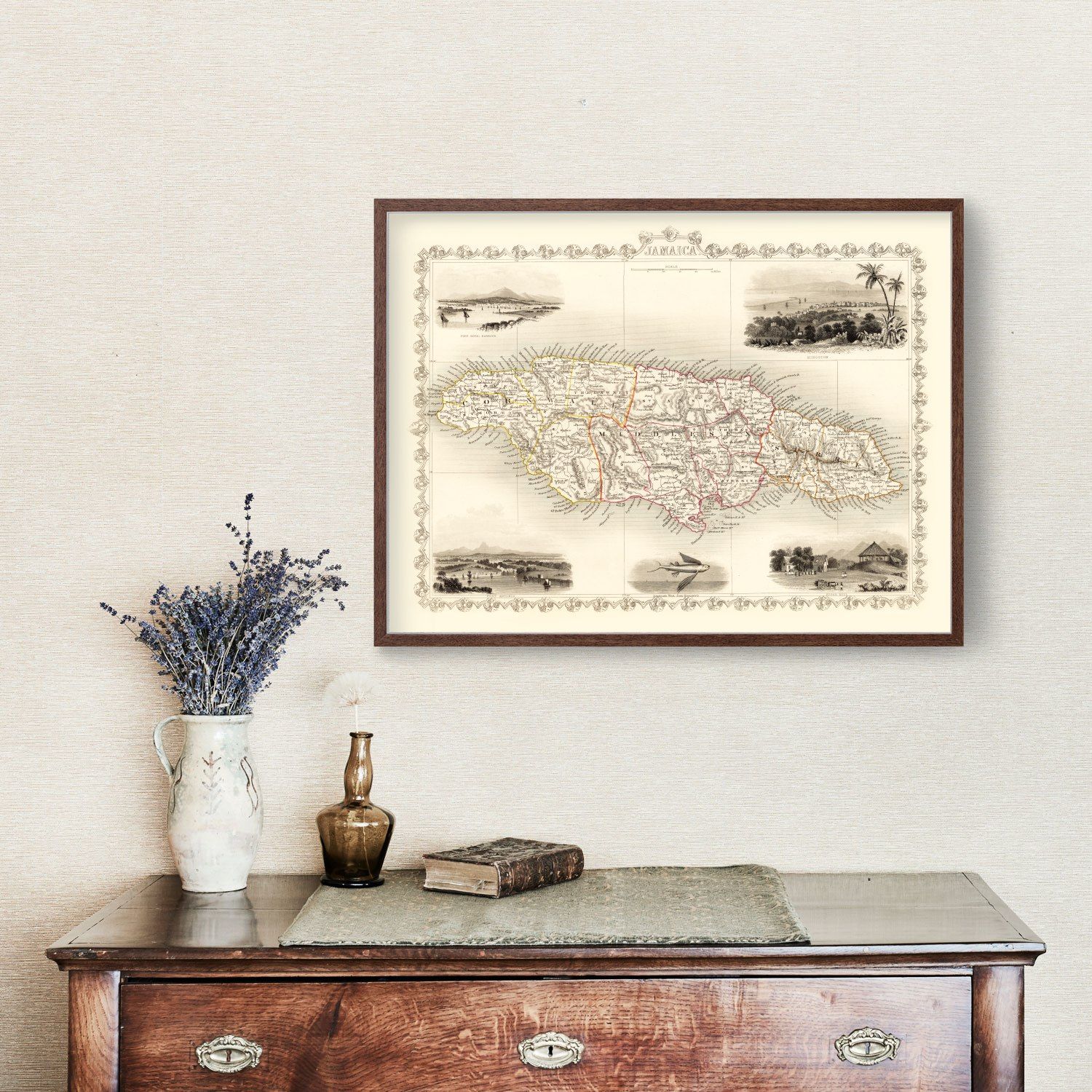 Vintage Map of Jamaica 1851