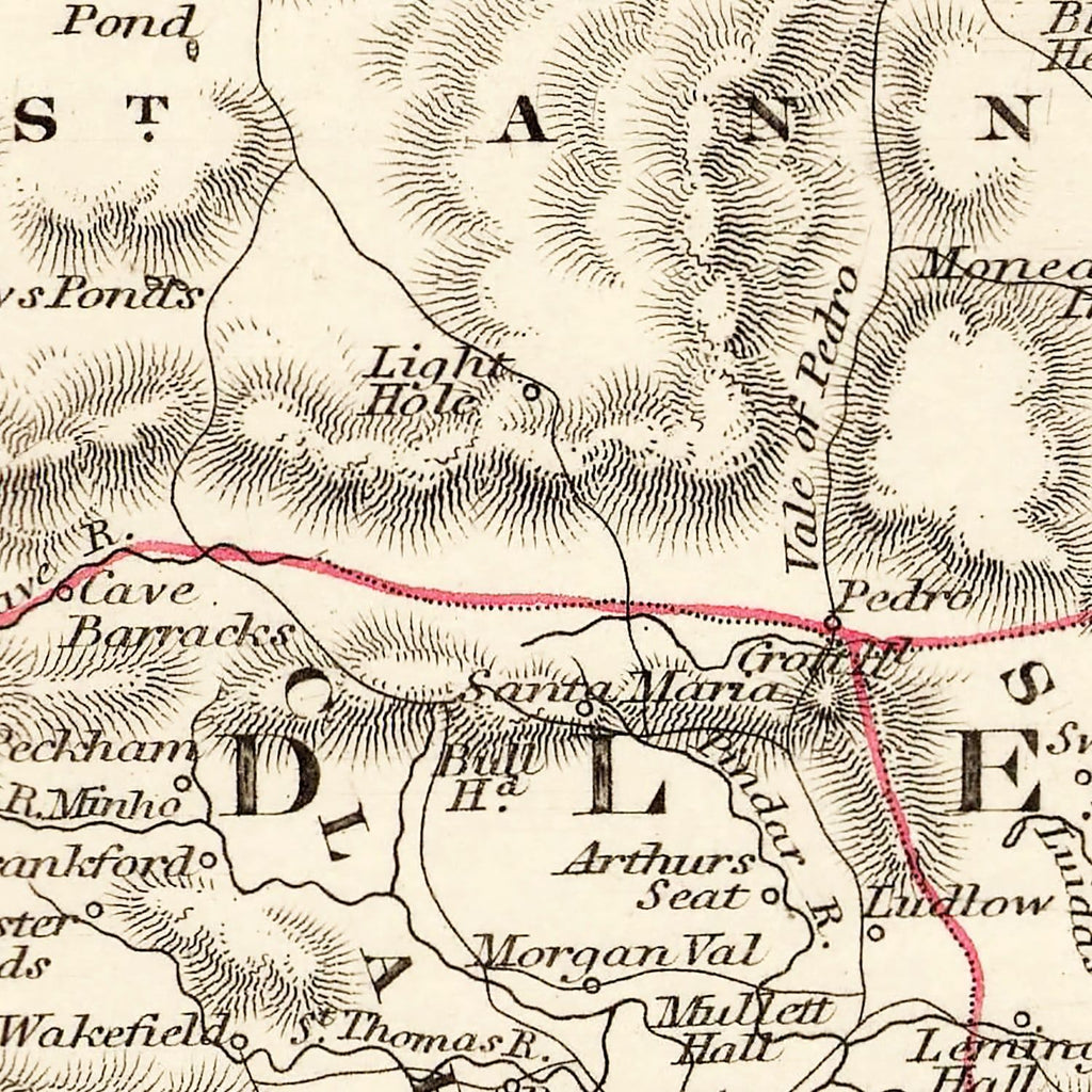 Vintage Map of Jamaica 1851