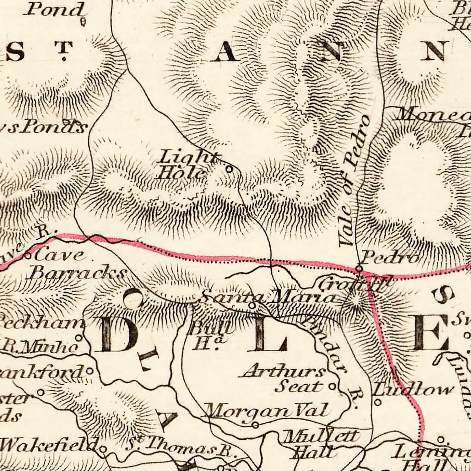 Vintage Map of Jamaica 1851