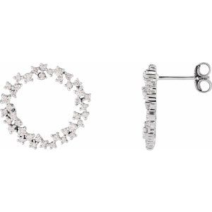 14K White Gold 3/4 CTW Natural Diamond Circle Earrings