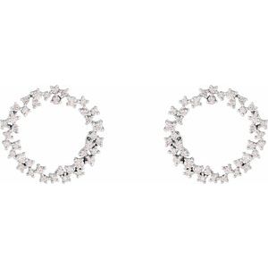 14K White Gold 3/4 CTW Natural Diamond Circle Earrings – image 2