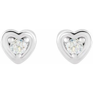 14K White Gold .03 CTW Natural Diamond Youth Heart Earrings