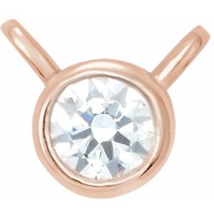 14K Rose .03 CT Natural Diamond Bezel-Set Necklace Center