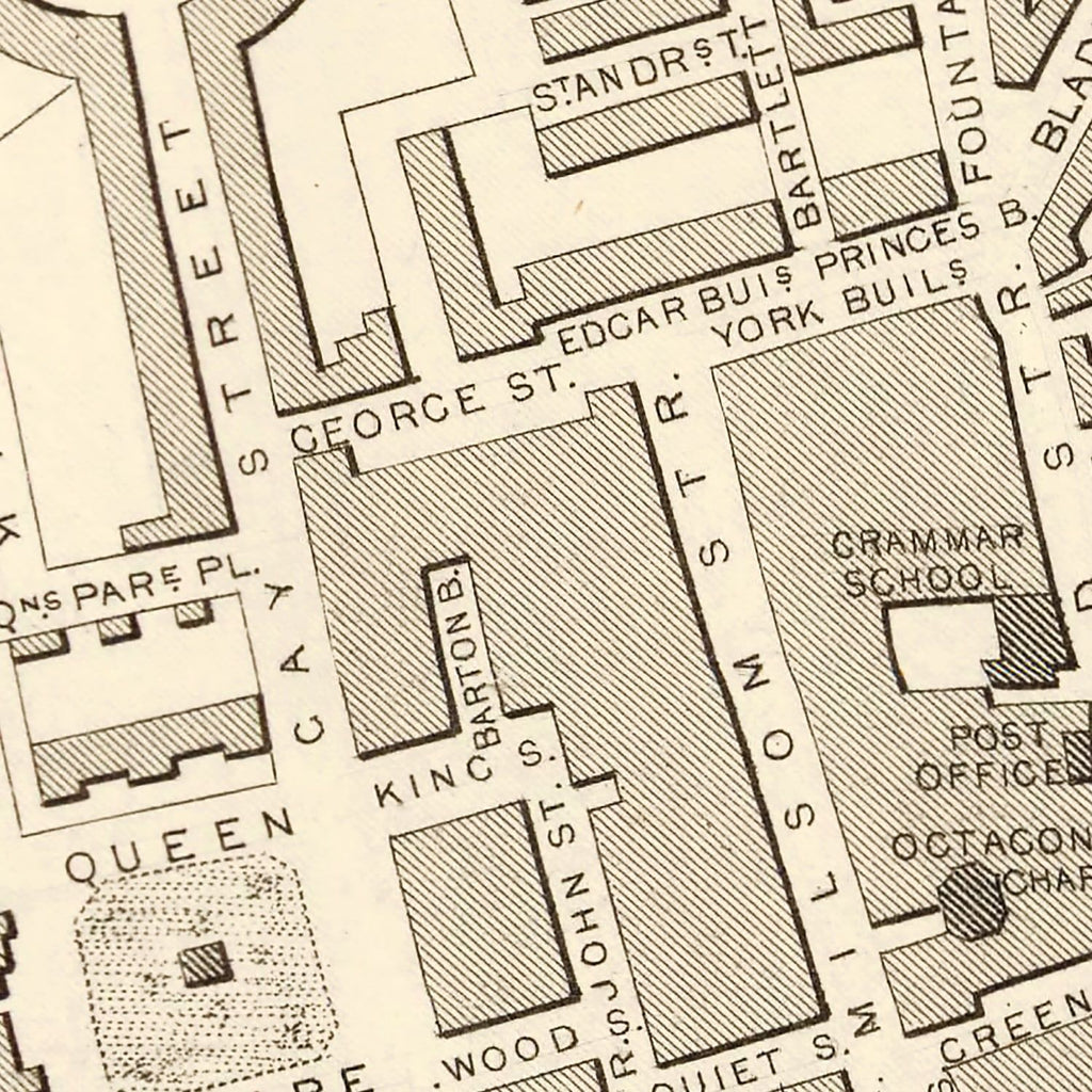 Vintage Map of Bath, United Kingdom 1851
