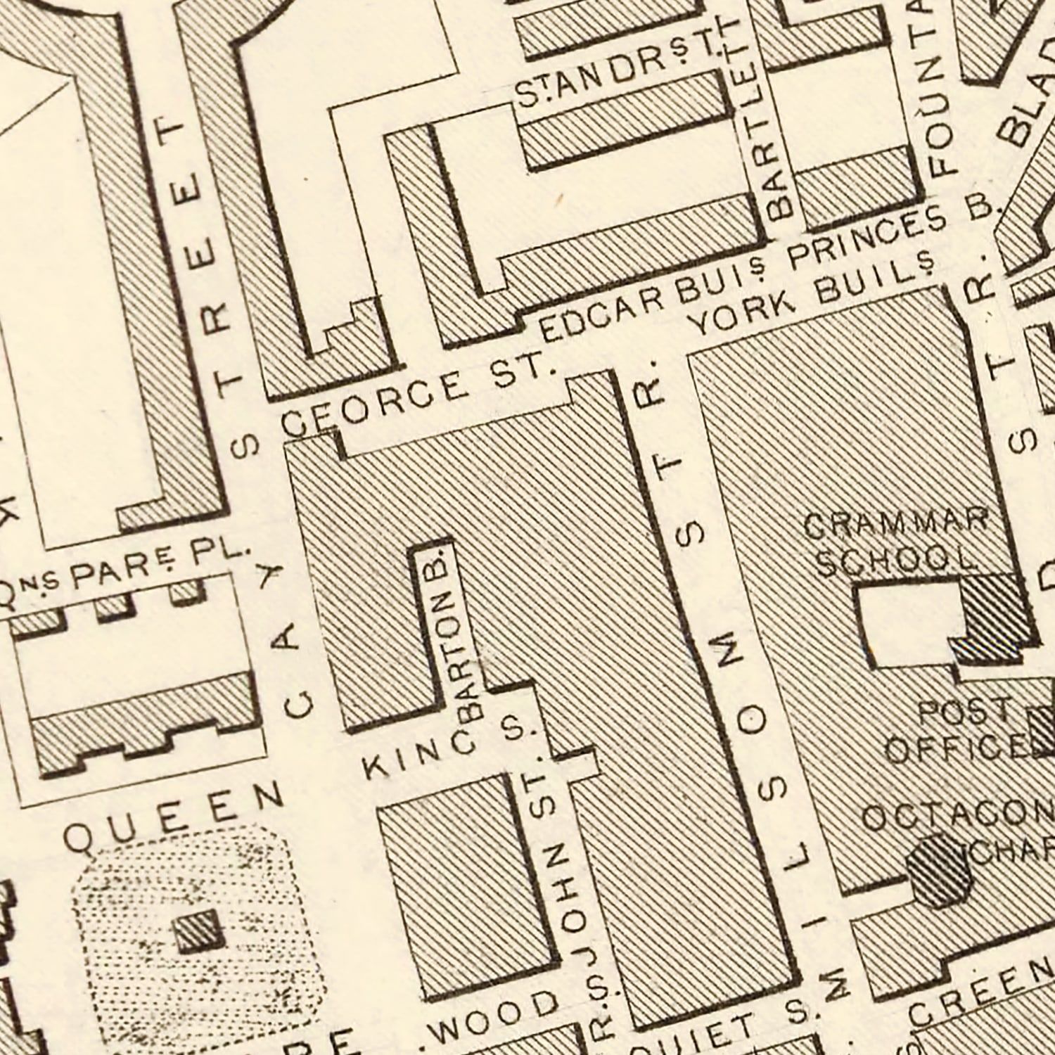 Vintage Map of Bath, United Kingdom 1851
