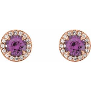 14K Rose Gold 5 mm Natural Amethyst & 1/8 CTW Natural Diamond Earrings – image 2