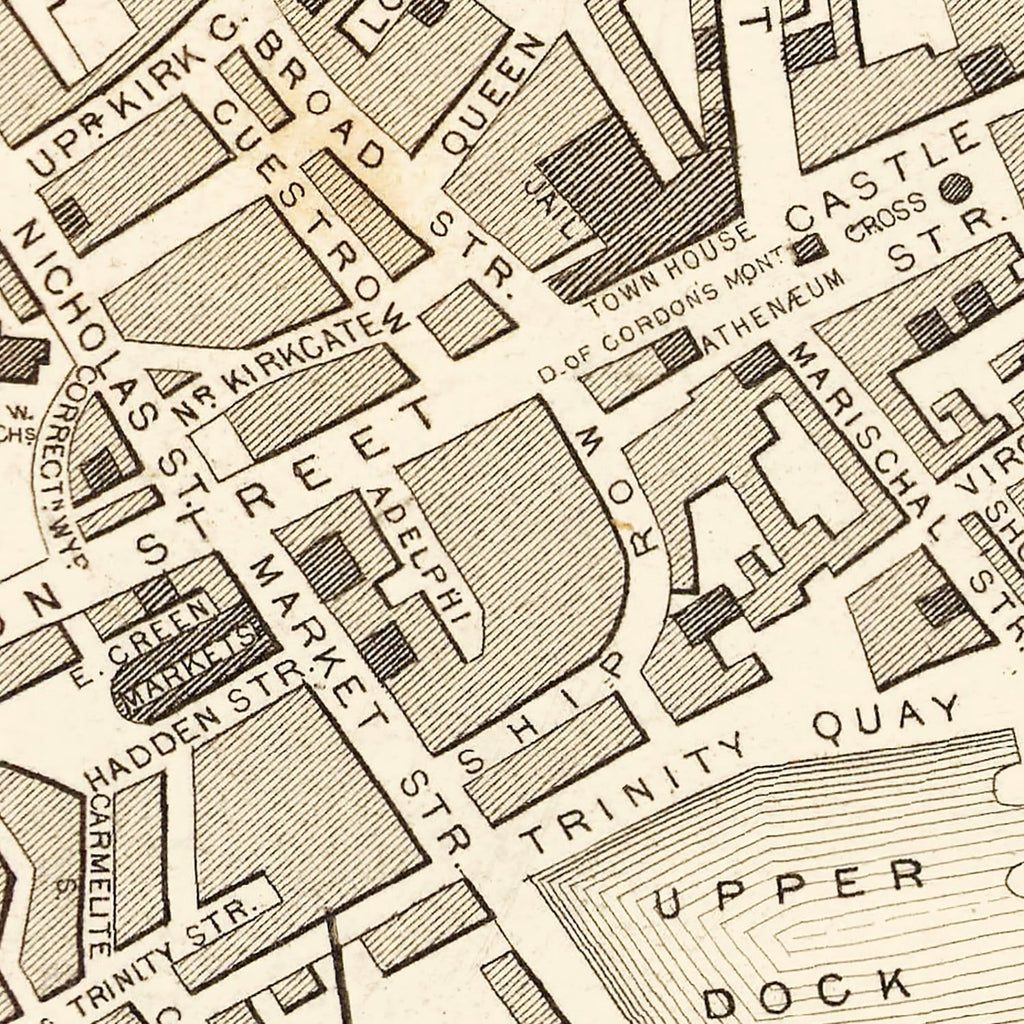 Vintage Map of Aberdeen, Scotland 1851