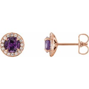 14K Rose Gold 5 mm Lab-Grown Alexandrite & 1/8 CTW Natural Diamond Earrings
