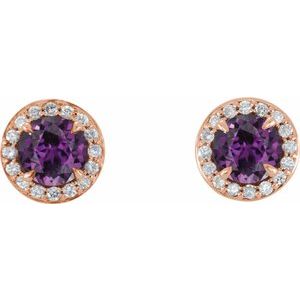 14K Rose Gold 5 mm Lab-Grown Alexandrite & 1/8 CTW Natural Diamond Earrings – image 2