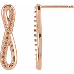 14K Rose Gold Right Infinity-Inspired Earring Mounting