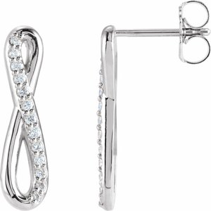 14K White Gold 1/8 CTW Natural Diamond Infinity-Inspired Earrings