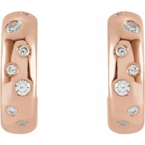 14K Rose Gold 1/10 CTW Natural Diamond Hoop Earrings