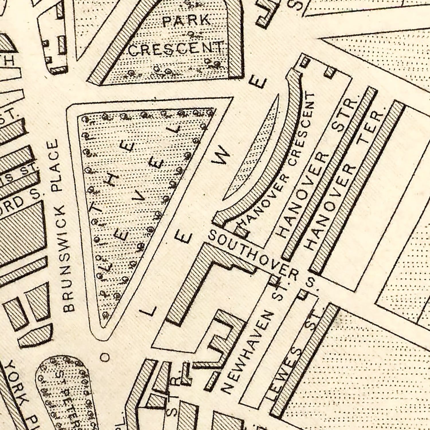 Vintage Map of Brighton, United Kingdom 1851