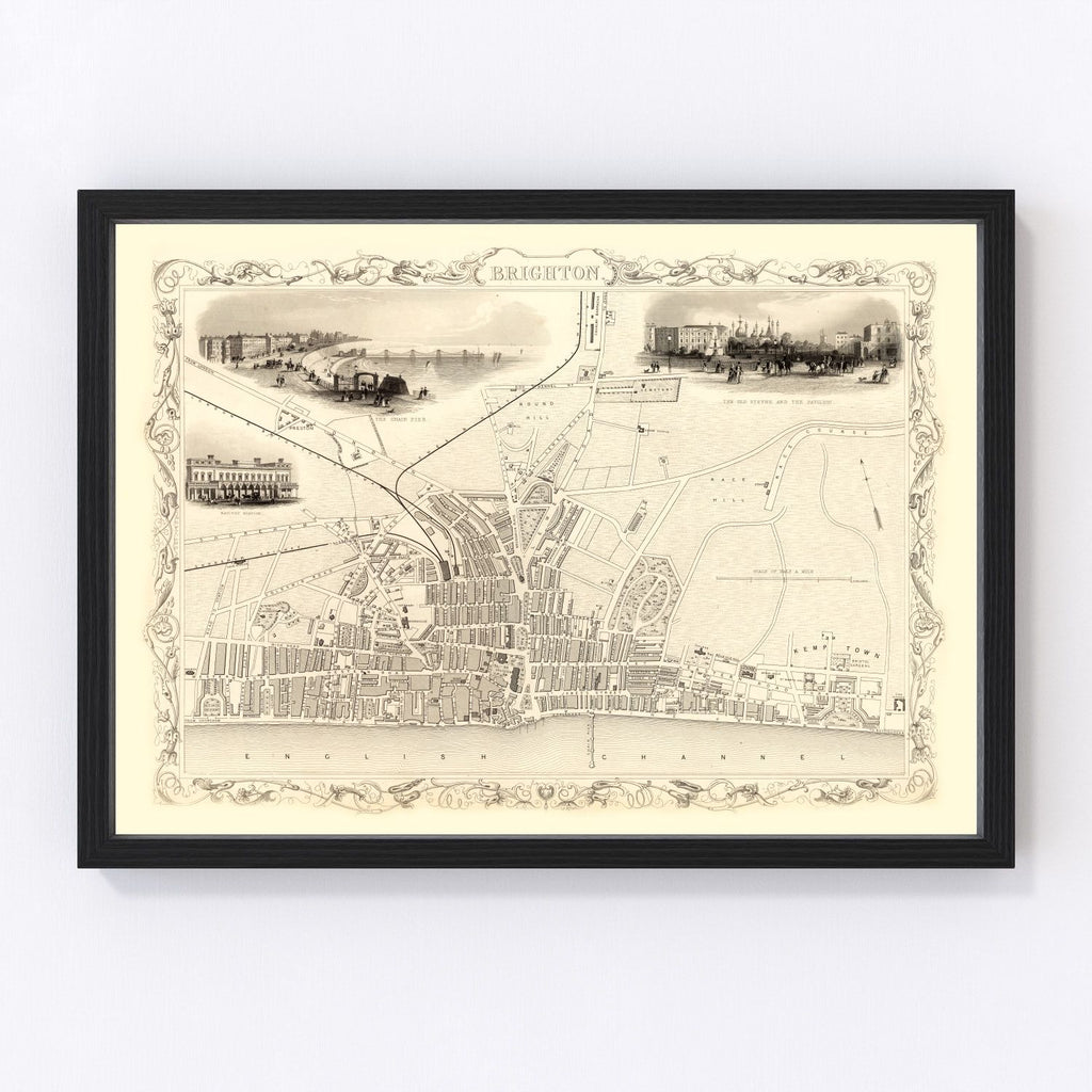 Vintage Map of Brighton, United Kingdom 1851