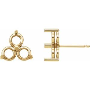 18K Yellow Gold 4.1 mm Round Three-Stone Earring Mounting