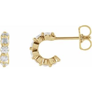 14K Yellow Gold 3/8 CTW Natural Diamond 9.25 mm Hoop Earrings