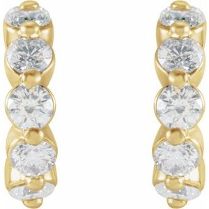 14K Yellow Gold 3/8 CTW Natural Diamond 9.25 mm Hoop Earrings – image 2