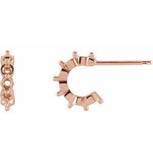 14K Rose Gold 2 mm Round 9.25 mm Hoop Earring Mounting