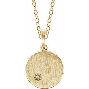 14K Yellow Gold .005 CT Diamond Engravable Necklace