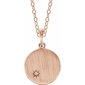 14K Rose Gold .005 CT Diamond Engravable Necklace