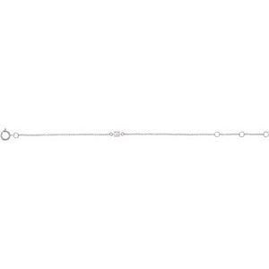 14K White Gold Imitation Pearl Youth Birthstone 4 1/2-5 1/2" Bracelet – image 2