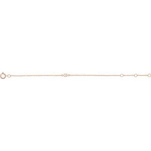 14K Rose Gold Imitation Pearl Youth Birthstone 4 1/2-5 1/2" Bracelet