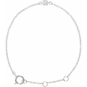 14K White Gold Imitation Pearl Youth Birthstone 4 1/2-5 1/2" Bracelet