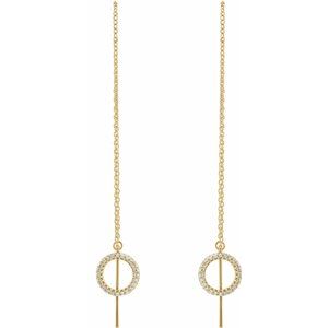 14K Yellow Gold 1/6 CTW Natural Diamond Geometric Threader Earrings