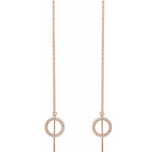 14K Rose Gold 1/6 CTW Natural Diamond Geometric Threader Earrings