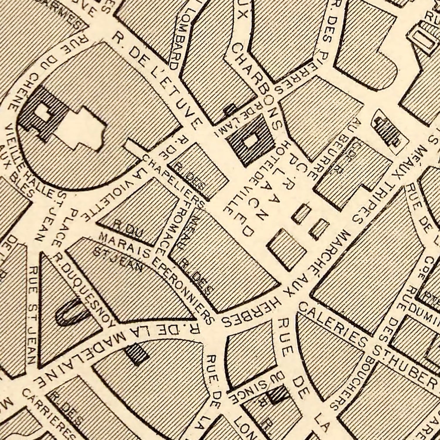 Vintage Map of Brussels, Belgium 1851