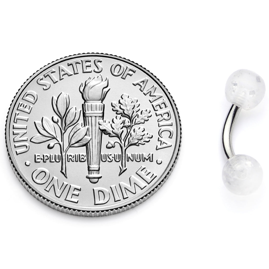 16G 1/4 Clear Speckled Acrylic Ends Curved Barbell