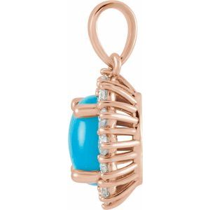 14K Rose Gold Natural Turquoise & 1/3 CTW Natural Diamond Halo-Style Pendant