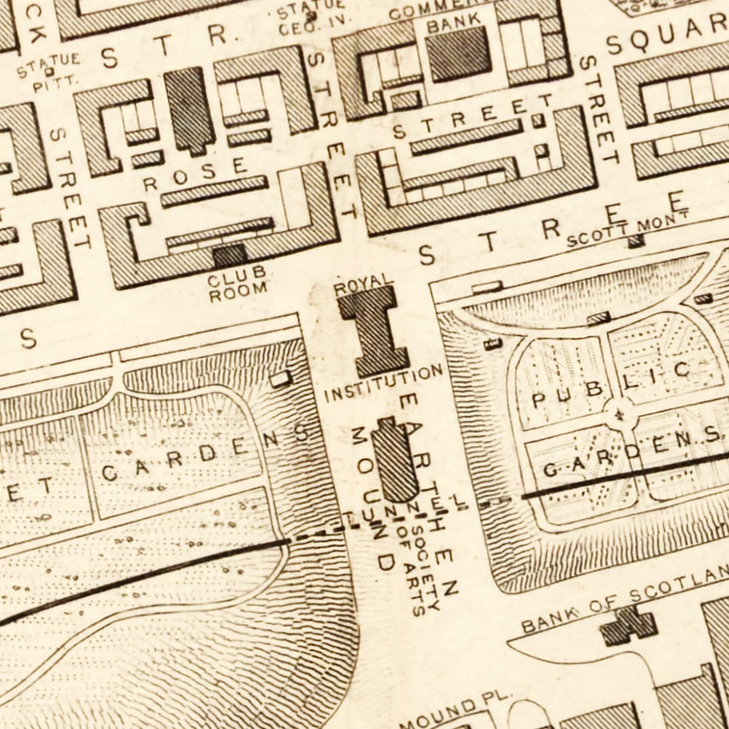 Vintage Map of Edinburgh, Scotland 1851
