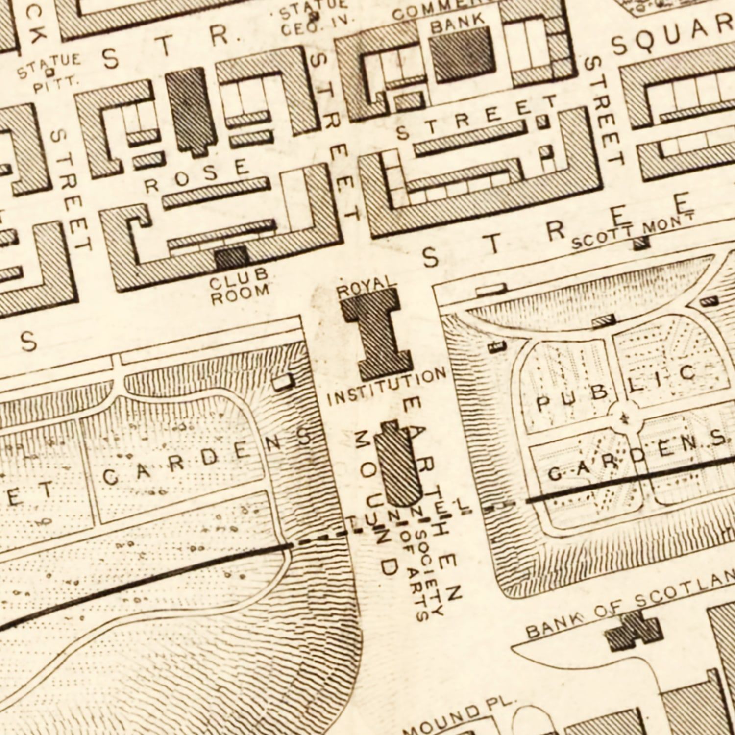Vintage Map of Edinburgh, Scotland 1851