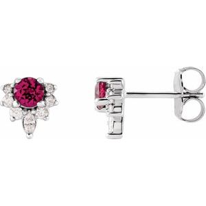 Platinum Natural Pink Tourmaline & 1/6 CTW Natural Diamond Earrings