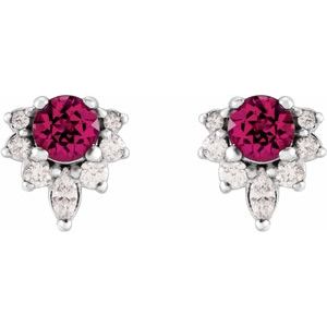 Sterling Silver Natural Pink Tourmaline & 1/6 CTW Natural Diamond Earrings – image 2