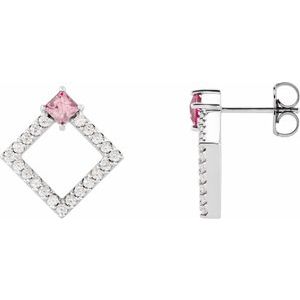 Sterling Silver Natural White Sapphire & 1/3 CTW Natural Diamond Earrings