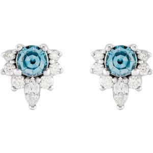 Platinum Natural Aquamarine & 1/6 CTW Natural Diamond Earrings – image 2