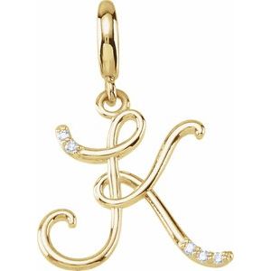 14K Yellow Gold Accented Script Initial K Charm/Pendant Mounting