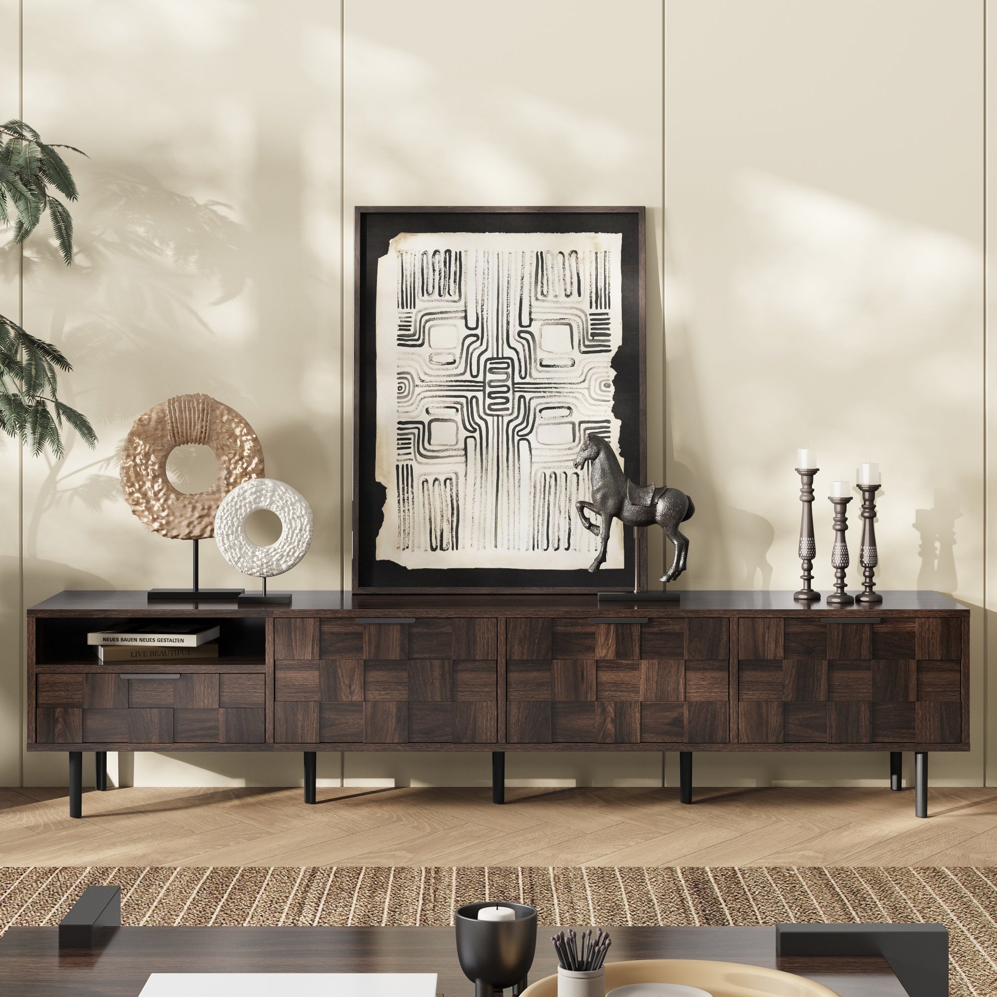 78 ' Mid Century Modern TV Stand for 65+ Inch TVs, TV Console with Storage Cabinets for Living Room, Entertainment Center Storage