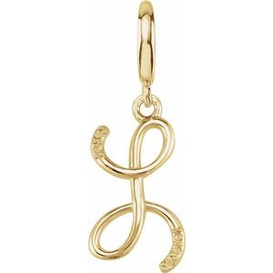 14K Yellow Gold Accented Script Initial L Charm/Pendant Mounting