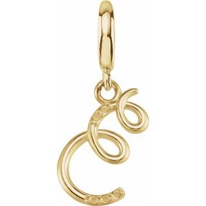 14K Yellow Gold Accented Script Initial E Charm/Pendant Mounting