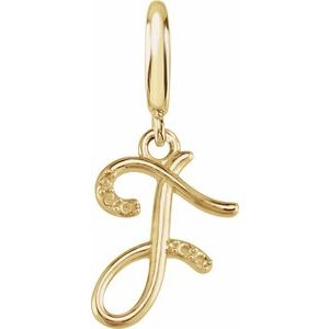 14K Yellow Gold Accented Script Initial F Charm/Pendant Mounting