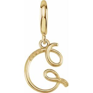 14K Yellow Gold Accented Script Initial G Charm/Pendant Mounting