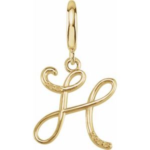 14K Yellow Gold Accented Script Initial H Charm/Pendant Mounting